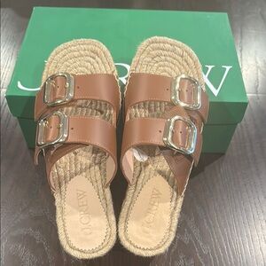 J.Crew Brown Sandals with Silver Buckles